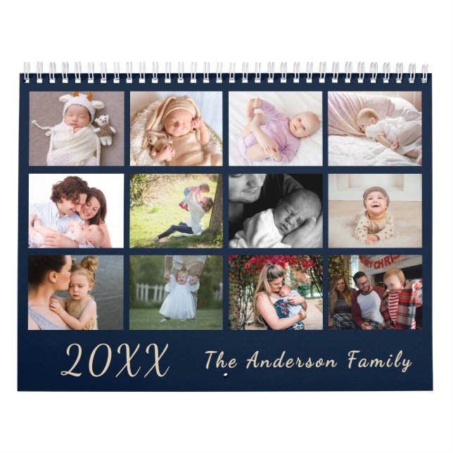 2026 Modern Family Photo Calendar – black & gold (Cover)