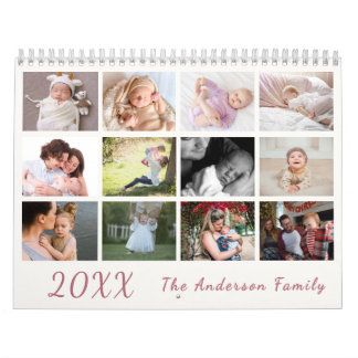 2026 Modern Family Photo Calendar – Pink & white