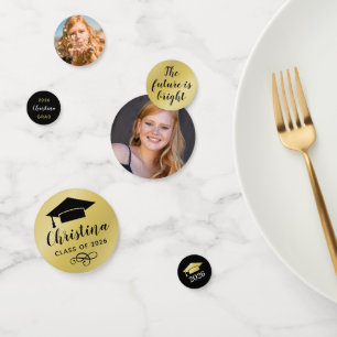 2026 Modern Gold Custom Photo Graduation Party Confetti