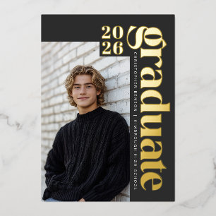 2026 Modern Graduate Grey Photo Graduation Gold