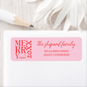 2026 Modern Merry and Bright Red Pink Christmas