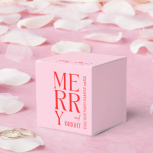 2026 Modern Merry and Bright Red Pink Christmas Favour Box