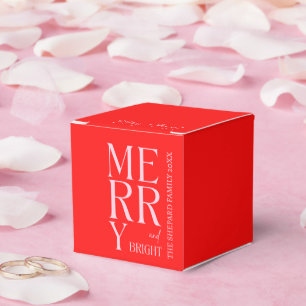 2026 Modern Merry and Bright Red Pink Christmas Favour Box