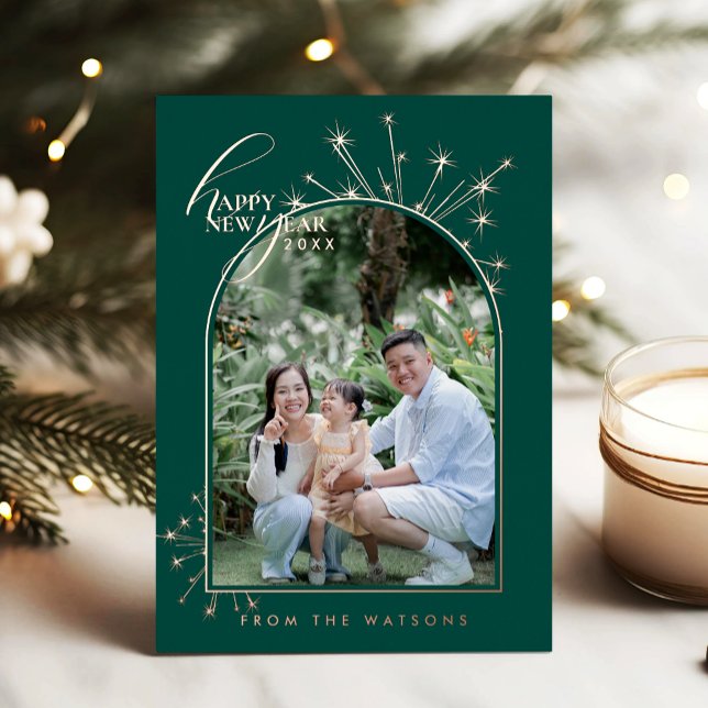 2026 Modern Minimal Photopop Teal Typography Foil Holiday Card (Creator Uploaded)