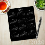 2026 Modern Minimalist Black Calendar Mouse Mat<br><div class="desc">🌟This is for 2026🌟 2026 Modern Simple Black and White Calendar Mouse Pad featuring a simple,  minimalist year-at-a-glance calendar. This is a simple black and white,  but the colours are all customisable. Please contact us at cedarandstring@gmail.com if you need assistance with the design or matching products.</div>