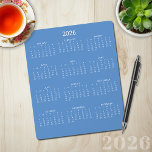 2026 Modern Minimalist Cornflower Blue Calendar Mouse Mat<br><div class="desc">🌟This is for 2026🌟 2026Modern Simple Cornflower French Blue and White Calendar Mouse Pad featuring a simple,  minimalist year-at-a-glance calendar. The colours are all customisable. Please contact us at cedarandstring@gmail.com if you need assistance with the design or matching products.</div>