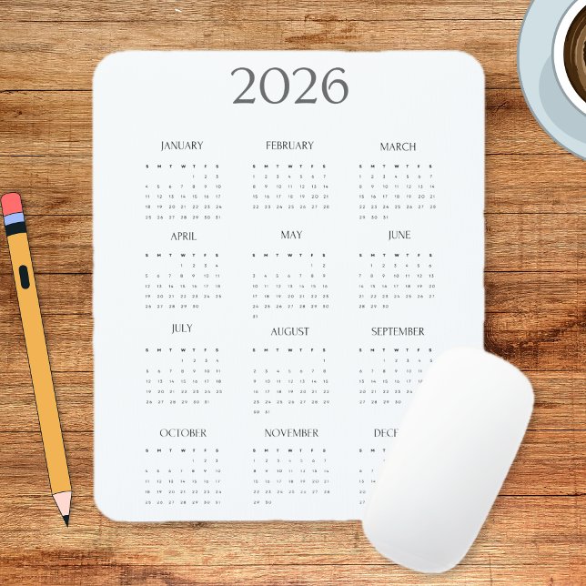 2026 Modern Minimalist Mini Calendar Mouse Mat (2026 Modern Minimalist Mini Calendar Mouse Pad)