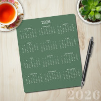 2026 Modern Minimalist Sage Green Calendar