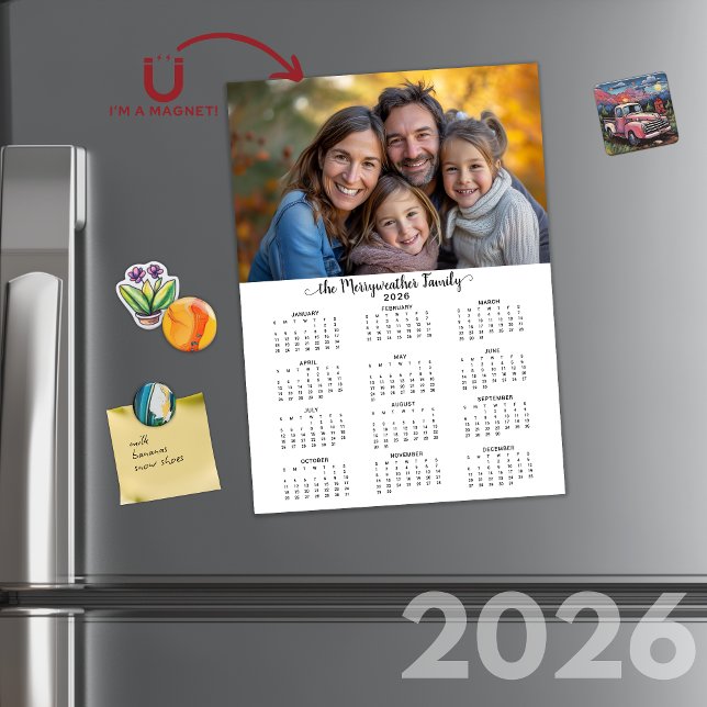2026 Modern Minimalist Simple Photo Calendar (2026 Modern Minimalist Simple Photo Calendar Card with Envelopes)