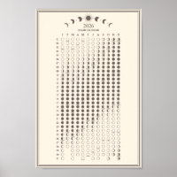 2026 Moon Phase Lunar Cycles Calendar Minimalist