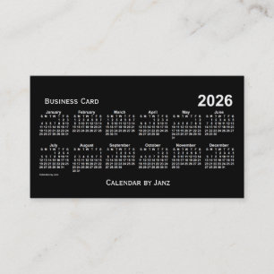 2026 Neon White Calendar by Janz Business Card