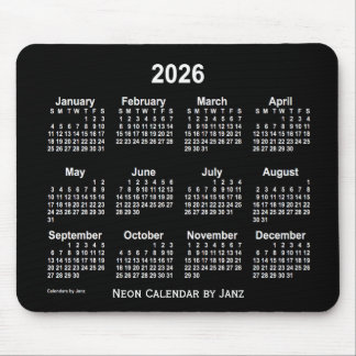 2026 Neon White Calendar by Janz Mouse Mat