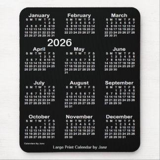 2026 Neon White Large Print Calendar by Janz Mouse Mat