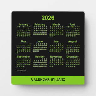 2026 Neon Yellow Green Desk Calendar by Janz Plaque