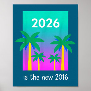 2026 New 2016 Vaporwave Palm Illustration Poster