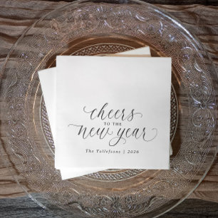 2026 New Year Cheers Elegant Script Party Napkin