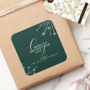 2026 New Year Classy Modern Typography Green Square Sticker