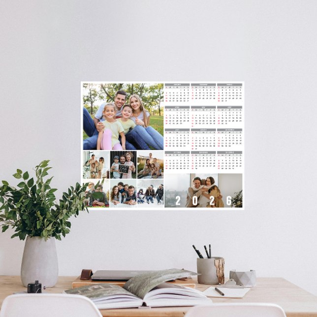 2026 New Year Family Personalised Photo Calendar Poster (Personalize 2026 with our custom photo calendar poster—display favorite photos and stay organized.)