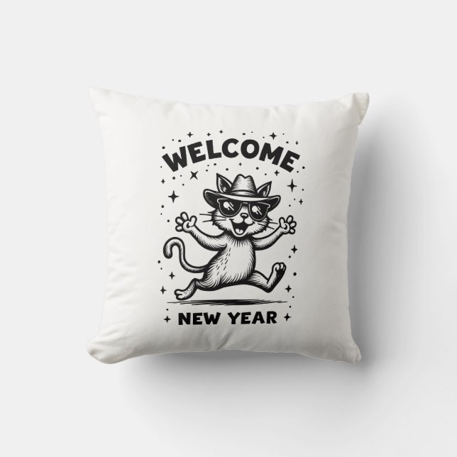 2026 New Year Kitty - Cute Cat Welcome New Year Cushion (Front)