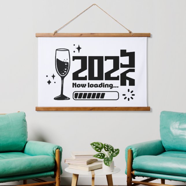 2026 New Year Loading Celebration Typography Hanging Tapestry (Living Room)