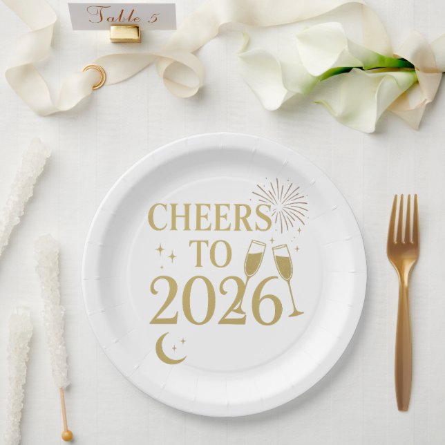 2026 New Year Party Plates – Elegant Black & Gold (Wedding)