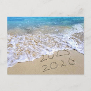 2026 New Year Tropical Ocean Beach  Holiday Postcard