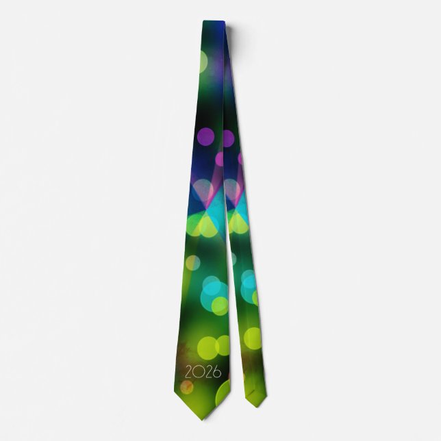 2026 new year with multicolor bubbles tie (Front)