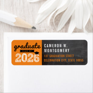 2026 Orange Bold Sketch Grad Chalkboard Address