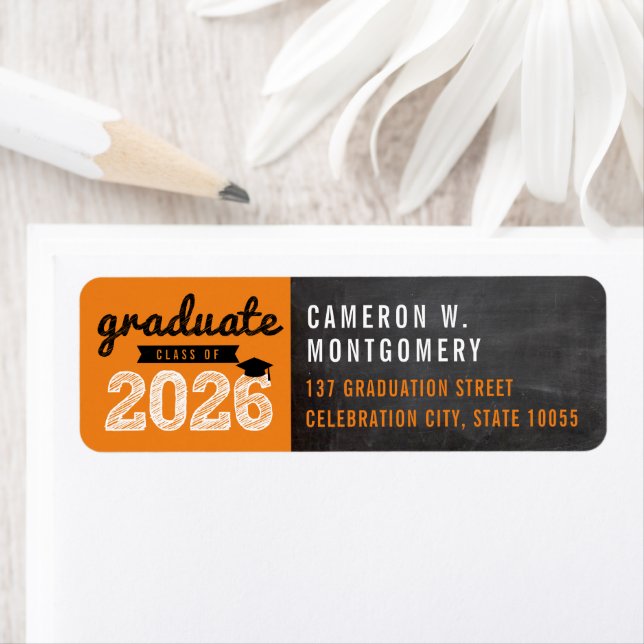 2026 Orange Bold Sketch Grad Chalkboard Address (Insitu)