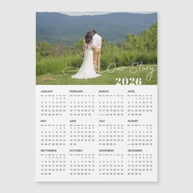 2026 Our Story Custom Photo Magnetic Calendar (Front)