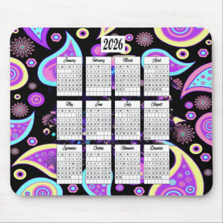 2026 Paisley Design Calendar Mouse Mat