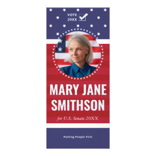 2026 Patriotic US Flag Custom Political Campaign Rack Card