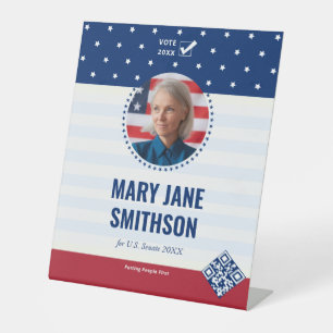 2026 Patriotic US Flag Political Candidate Campaig Pedestal Sign