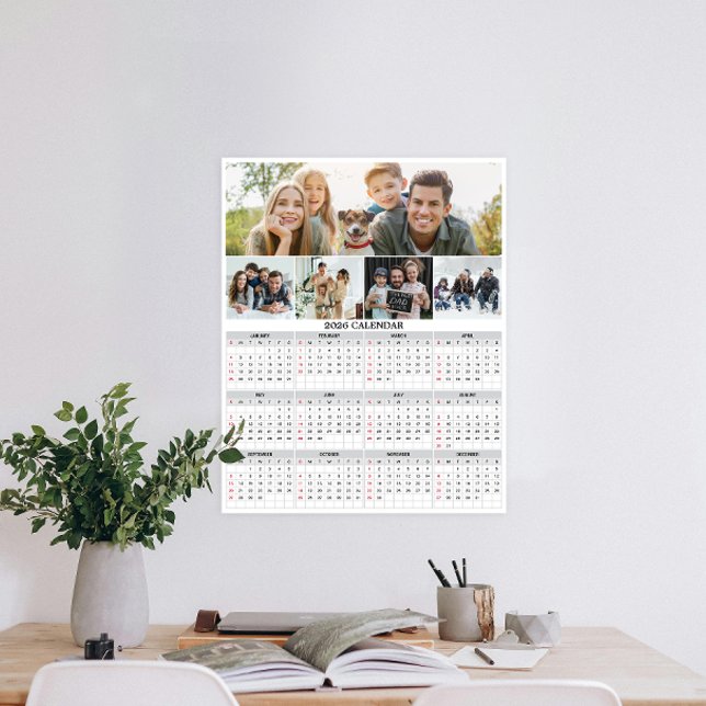 2026 Personal Family Collage Custom Photo Calendar Poster (Personalize 2026 with our custom photo calendar poster—display favorite photos and stay organized.)