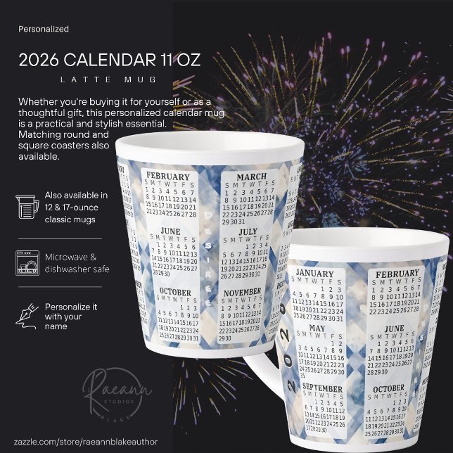 2026 Personalised 12 oz Calendar Latte Mug (Creator Uploaded)