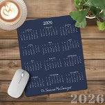 2026 Personalised Minimalist Navy Blue Calendar Mouse Mat<br><div class="desc">🌟This is for 2026🌟 2026 Modern Simple Personalised Navy Blue and White Calendar Mouse Pad featuring a simple, minimalist year-at-a-glance calendar. Stay on top of your year with this vertical 2026 calendar in deep navy. Add your name or title for a polished, personal desk upgrade—great for offices and gifts. Please...</div>