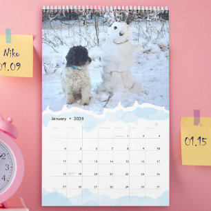 2026 Personalised Pet Dog Cat Photo Watercolor Calendar