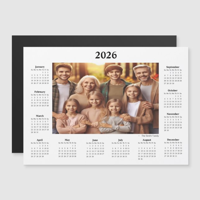 2026 Personalised Photo Calendar Magnet (Front/Back)