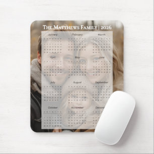 2026 Personalized Family Name Photo Calendar Mouse Mat