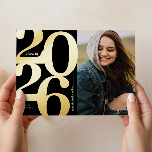 2026 Photo Black Gold Graduation Announcement (Creator Uploaded)