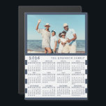 2026 Photo Calendar Fridge Magnet with Family Name<br><div class="desc">This personalised 2026 photo calendar magnet with a blue and white background is easy to customise with your personal picture and Last Name using the template. It's a lovely gift idea for a beach house or a yacht owner. Make your own calendar as a practical gift for family, couples, grandparents,...</div>