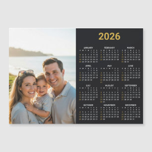 2026 Photo Calendar   Full Year Black Fridge Card