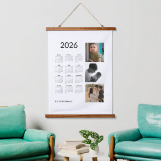 2026 Photo Calendar with Photos Hanging Tapestry