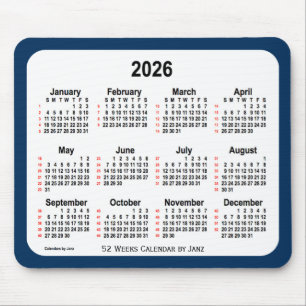 2026 Police Box Blue 52 Weeks Calendar by Janz Mouse Mat