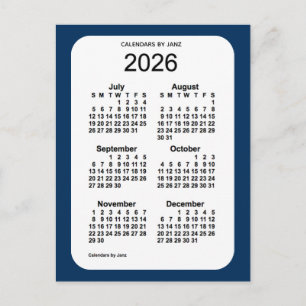 2026 Police Box Blue 6 Month Mini Calendar by Janz Postcard
