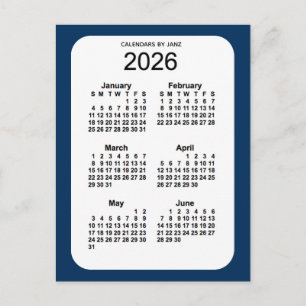2026 Police Box Blue 6 Month Mini Calendar by Janz Postcard