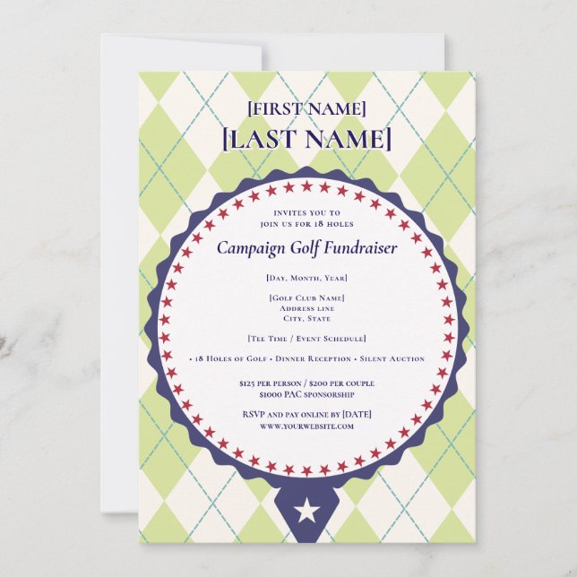 2026 Political Candidate Golf Scramble Fundraiser Invitation (Front)