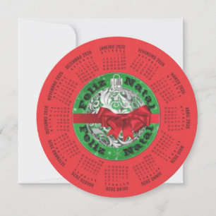 2026 Portuguese Calendar Feliz Natal Holiday Card