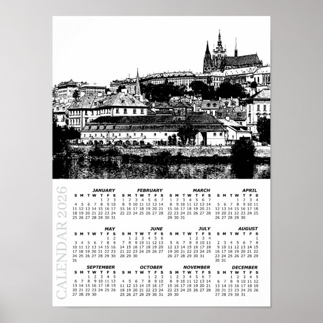 2026 Prague Calendar, Prague Castle, Czechia Poster (Front)