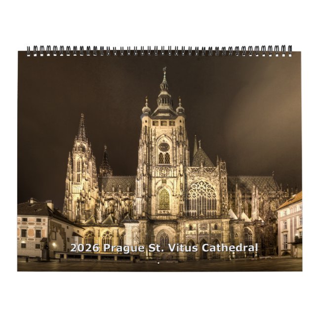 2026 Prague - St.Vitus Cathedral at Night Calendar (Cover)